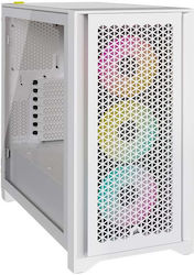 Corsair 4000D RGB Airflow Gaming Midi Tower Computer Case with Window Panel White