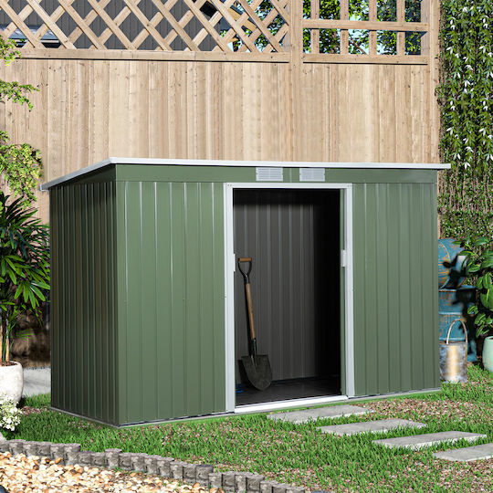 Depozit Metalic De Grădină Verde Deschis Rezistent La Vânt L2.8xl1.3xh1.72m