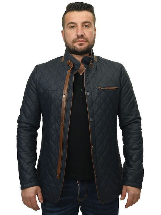 Men's Leather Jacket Tony - Blue