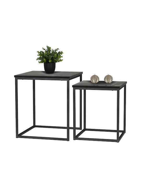 Grelay Square Wooden Zigon Tables Black L45xW45...