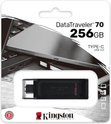 Kingston DataTraveler 70 256GB USB 3.2 Stick με σύνδεση USB-C Μαύρο