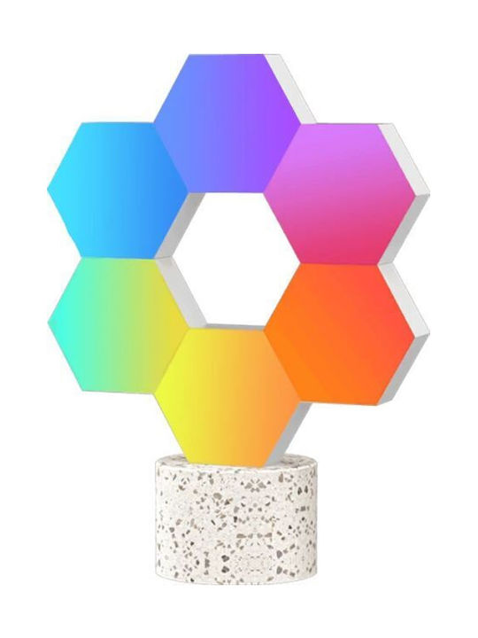 Διακοσμητικό Φωτιστικό με Φωτισμό RGB Hexagon LED σε Λευκό Χρώμα