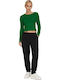 Meddi Women's Long Sleeve Crop Sweater Green