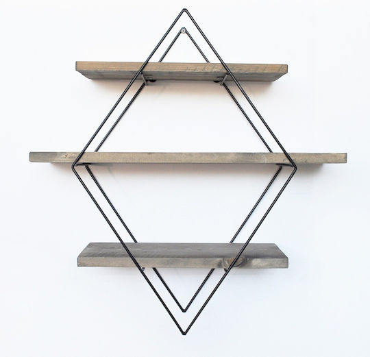 Wandregal Karydi / Schwarz 60x14x60cm