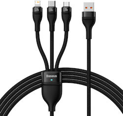 Baseus Flash Series Ⅱ Braided USB to Lightning / Type-C / micro USB Cable Μαύρο 1.2m (CASS040001)