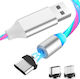 Techsuit LED USB to Lightning / Type-C / micro USB Cable Λευκό 1m (KF232283)