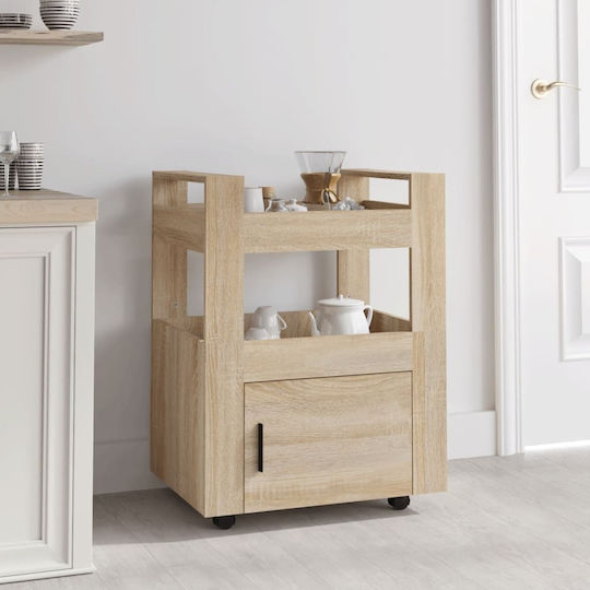 vidaXL Τρόλεϊ Κουζίνας Ξύλινο 3 Θέσεων Μπεζ 60x45x80cm
