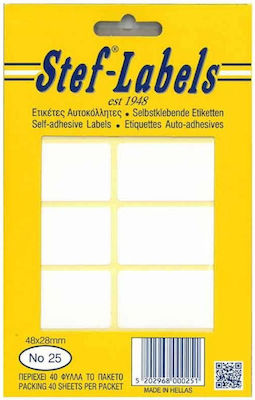 Stef Labels Rectangular Small Adhesive White Label 29x48mm 40pcs 5202968000251