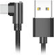 Xipin LX17 Angle (90°) USB 2.0 Cable USB-C male - USB-A Μαύρο 1.2m
