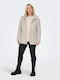 Only Women's Short Parka Jacket for Spring or Autumn with Hood Beige