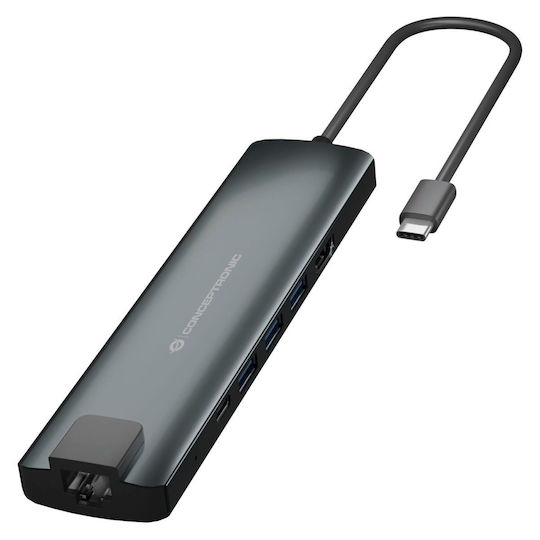 Conceptronic USB-C Docking Station with HDMI 4K PD Ethernet Gray (DONN06G)