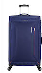 American Tourister Hyperspeed Large Travel Suitcase Fabric Navy Blue with 4 Wheels Height 80cm.