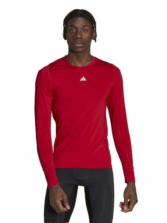 Adidas Techfit Langarm Ανδρική Μπλούζα Μακρυμάνικη Κόκκινη