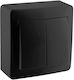 Red Point External Electrical Lighting Wall Switch with Frame Basic Black 28750