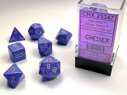 Chessex Call of Cthulhu Speckled Polyhedral Dice Silver Tetra 25347