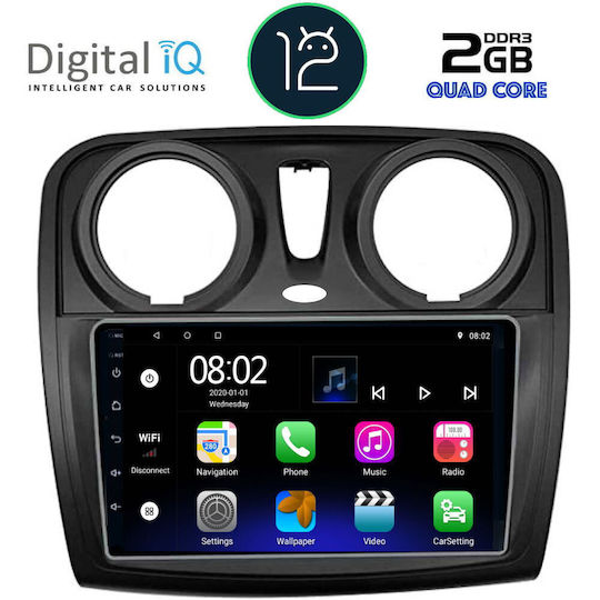 Digital IQ Car Audio System for Renault Dokker Dacia Dokker Dokker 2012+ (Bluetooth/USB/AUX/WiFi/GPS/Apple-Carplay/Android-Auto) with Touch Screen 9"