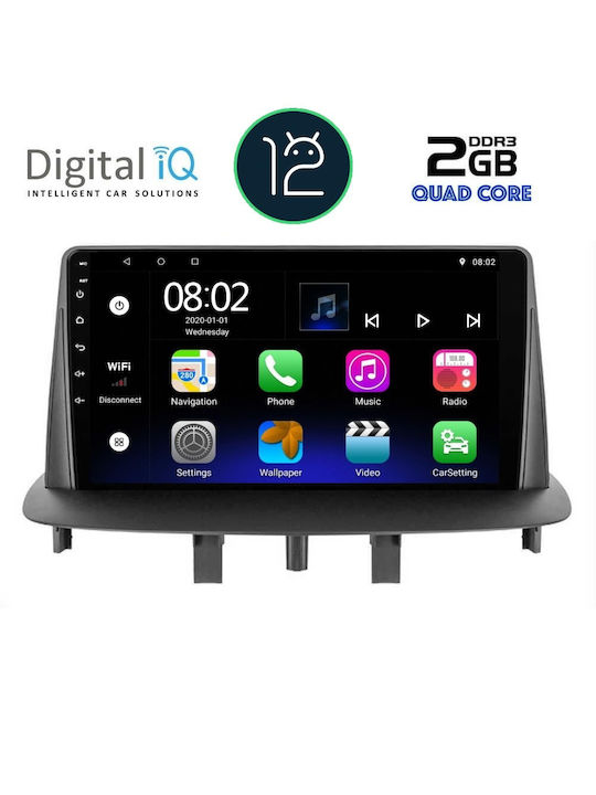 Digital IQ Car Audio System for Renault Megane 2009-2016 (Bluetooth/USB/AUX/WiFi/GPS/Apple-Carplay/Android-Auto/CD) with Touch Screen 9"