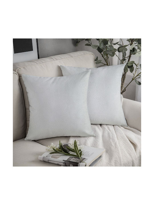 Saray Home Διακοσμητική Μαξιλαροθήκη Λευκή 45x45εκ.