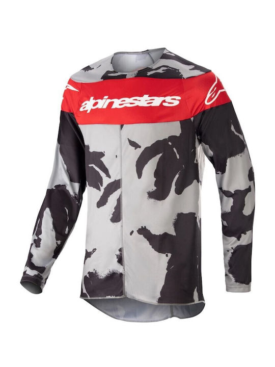 Alpinestars MX Racer Tactical Iron Pentru bărbați Tricou Motocross Mânecă lungă Grey/Camo/Red