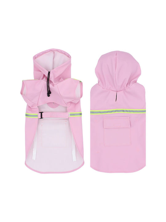 Animal Hundemantel Wasserdicht Kapuzen Rosa mit Rückenlänge 85 cm.