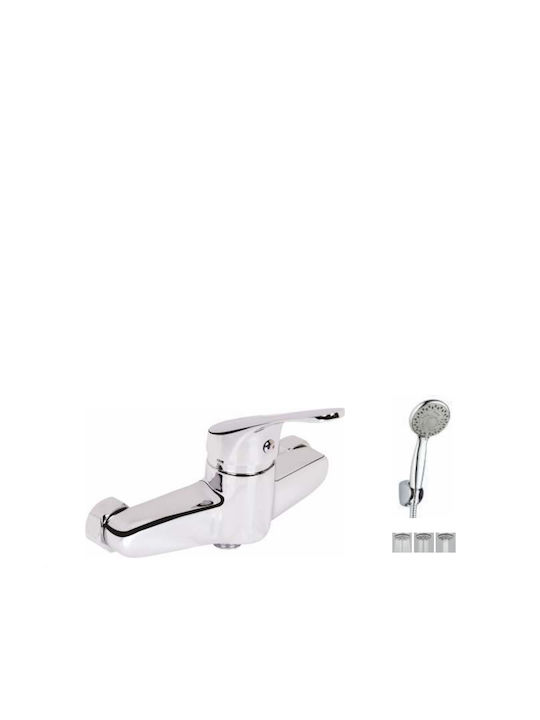 Forte Mix Mixing Bathtub Shower Faucet Complete Set Silver