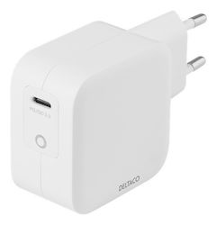 Deltaco Ladegerät ohne Kabel GaN mit USB-C Anschluss 61W Weißs (USBC-GAN03)