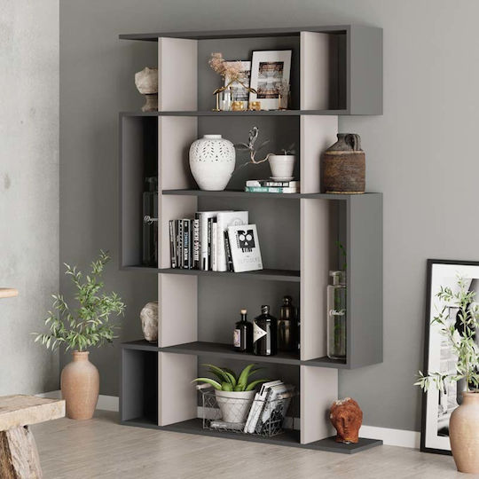 Βιβλιοθήκη Mito Ανοιχτή Μόκα / Ανθρακί 108x25x161εκ. GP037-0031,2