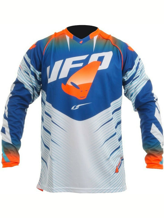 UFO Voltage Pentru bărbați Tricou Motocross Mânecă lungă Blue/White/Orange