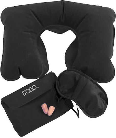 Polo Travel Set Pillow and Earplugs Black