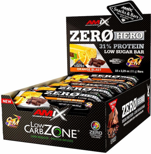 Amix Zero Hero Protein Bar Bars with 31% Protein & Flavor Chocolate Coconut 15x65gr