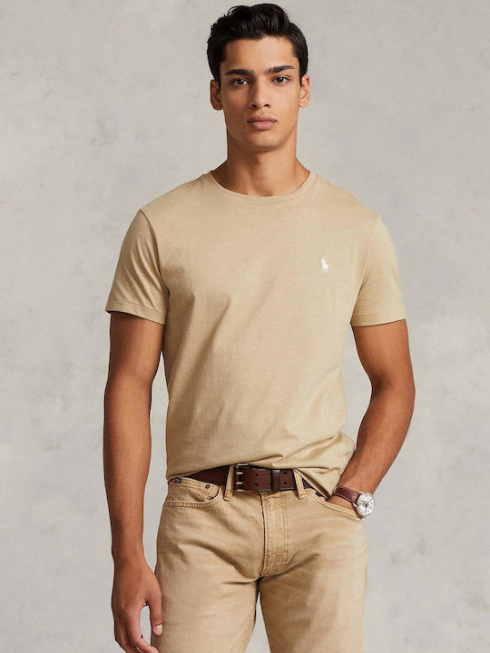 Ralph Lauren Ανδρικό T-shirt Μπεζ με Λογότυπο