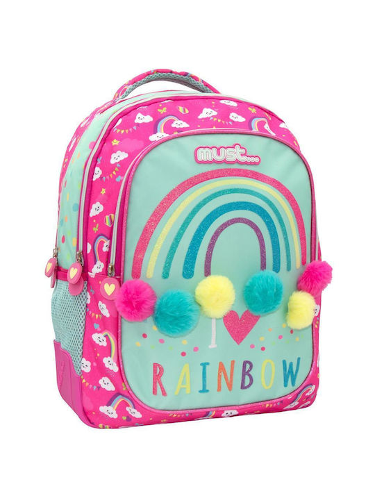 Must I Love Rainbow with 3 Compartments School Bag Backpack Elementary, Elementary Multicolored