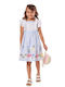 Evita Kids Dress Set with Accessories Floral Sleeveless Light Blue