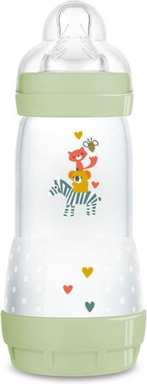 Mam Plastic Baby Bottle Easy Start Forest Anti-colic with Silicone Teat for 4+ Months Green Zebra & Animals - Green 320ml