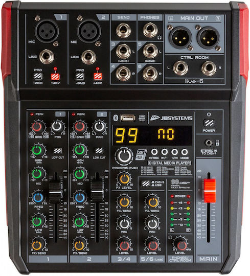 Jb Systems LIVE-6 Αυτοενισχυόμενη Αναλογική Κονσόλα 6.0 Καναλιών & Bluetooth