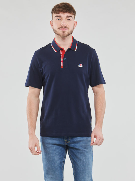 Jack & Jones Bluza Bărbătească cu Mânecă Scurtă Polo Albastru marin