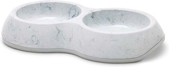 Savic Delice Marble Double Пластмаса Купа Храна & Вода за Куче & Котка с Основа 2x 200мл 10.5см в Сив Цвят