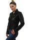 Hellen Δερμάτινο Γυναικείο Biker Jacket Μαύρο