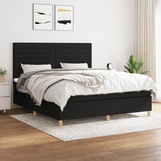 Bett Übergröße Mit Stoff bezogen Schwarz mit Latten & Matratze 160x200cm