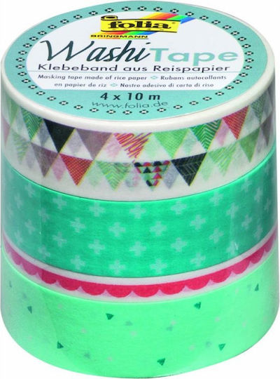Folia Αυτοκόλλητη Washi Ταινία Διακόσμησης Παστέλ 4τμχ Ταινία Washi Ροζ / Φουξ 4τμχ