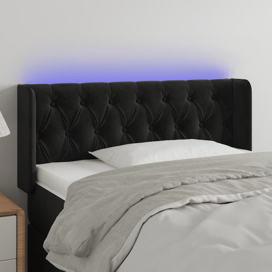 vidaXL LED Fabric Bed Headboard Black 103x88cm