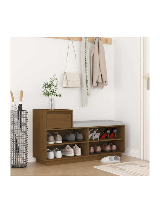 Shoe Organizer with 4 Shelves Brown Honey 110x34x61cm