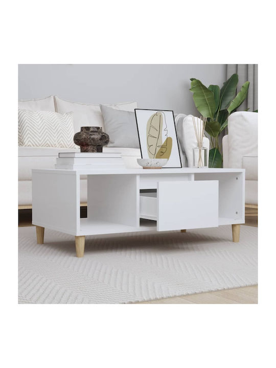 Rectangular Wooden Coffee Table White L90xW50xH36.5cm