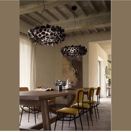 Slamp Clizia Large Lumina Suspendată Neagră Cu Cristale Pentru 4 Becuri E27 78 cm
