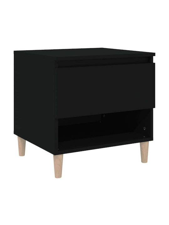 Wooden Bedside Table Black 50x46x50cm