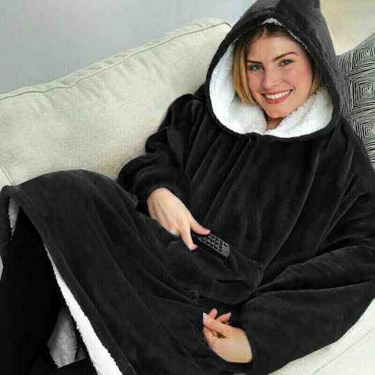 Huggle Plush Κουβέρτα με Μανίκια 70x90εκ. Black Huggle Plush Κουβέρτα με Μανίκια 70x90εκ. Black
