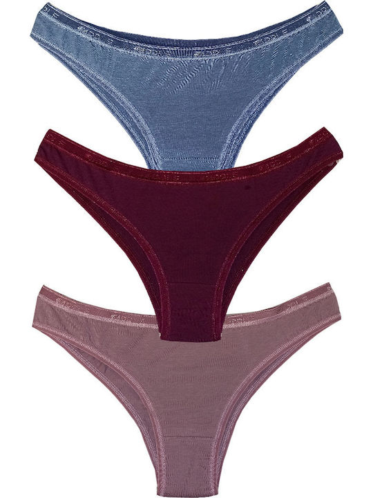 Apple Boxer Βαμβακερά Women's Slip 3Pack Burgun...