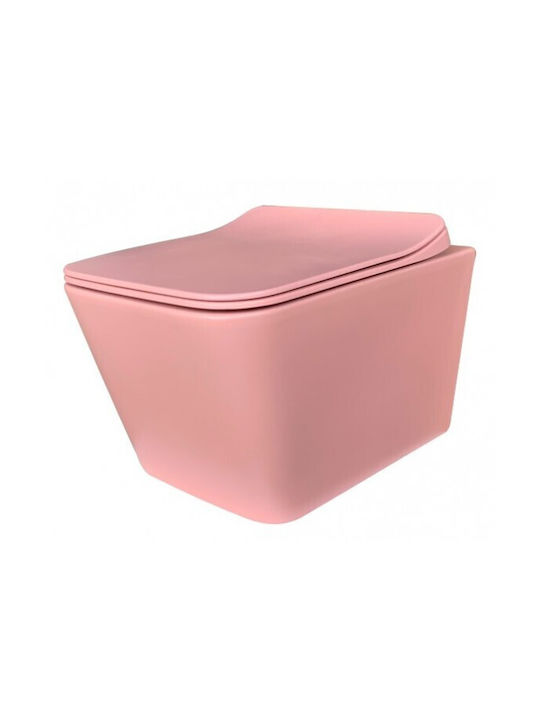 Inter Ceramic ICC5135 Toaletă montată pe perete Fără margine cu Subțire Capac Duroplast Închidere lentă Roz Inter Ceramic ICC5135 Toaletă montată pe perete Fără margine cu Subțire Capac Duroplast Închidere lentă Roz