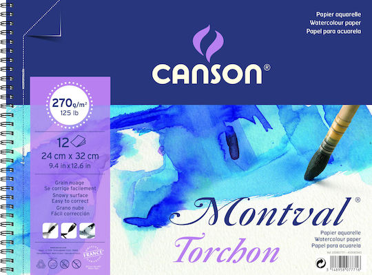 Canson Aquarellblock Montval Torchon 270gr 24x32cm 12 Blätter