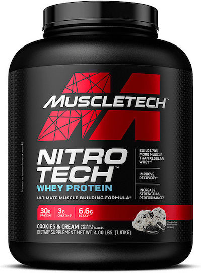 MuscleTech Nitrotech Whey Protein Protein Molke mit Kreatin & Geschmack Kekse und Sahne 1.8kg